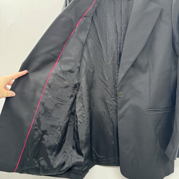 Banana Republic Sculpted Fit Italian Wool Blazer Sz 16L Tall Black Corporate - Picture 7 of 16